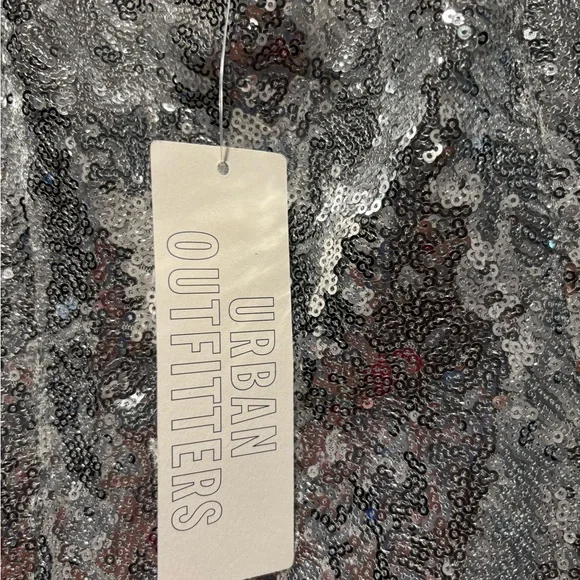 NWT Urban Outfitters Greta Silver Sequin Slip Mini Dress - Picture 4 of 10